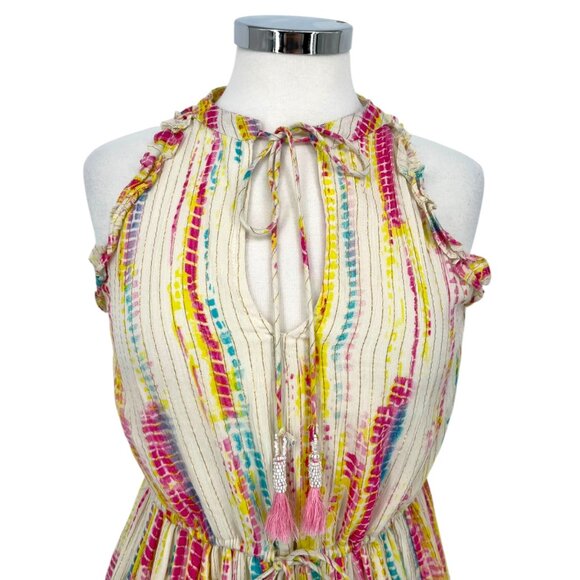 Black Tape Metallic Striped Sleeveless Tie-Dye Midi Dress Yellow Gold Size Small - Picture 2 of 13